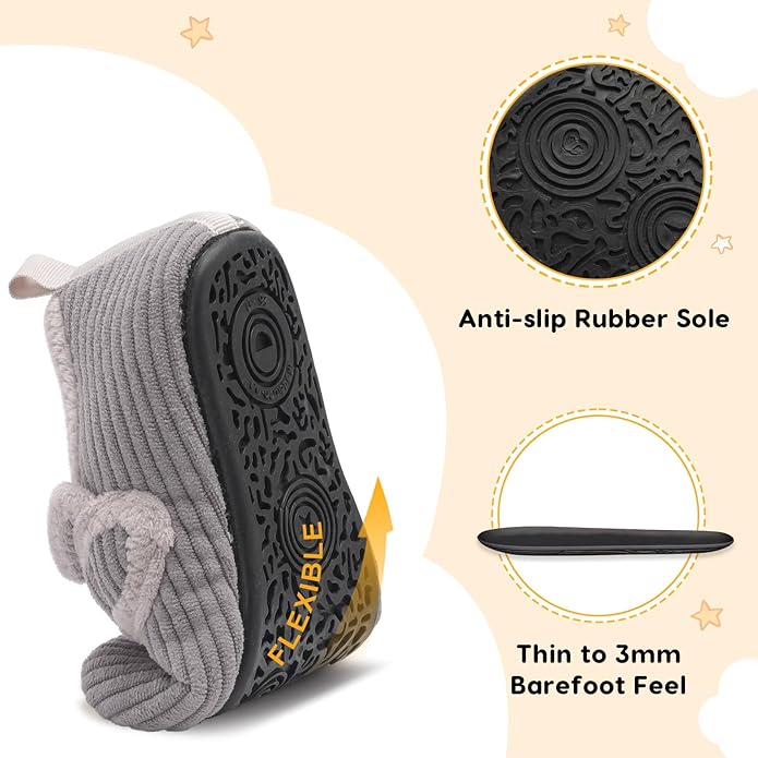 LeIsfIt Toddler Slippers Boys Girls House Shoes Soft Warm Kids House Slippers Slip on Cozy Bedroom Sock Shoes Non-slip Indoor Outdoor Slipper Shoe