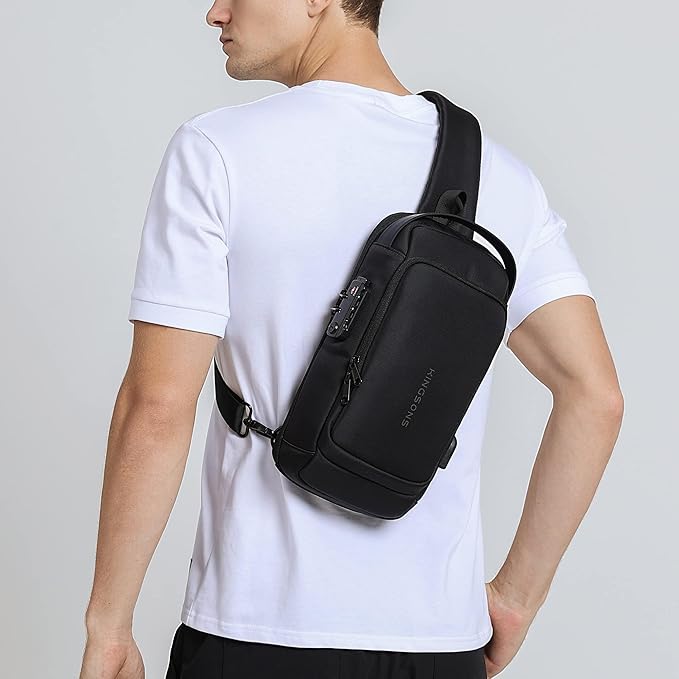 Kingsons Sling Crossbody Bag Anti-theft Chest Shoulder Backpack for Men Waterproof Minimalist Casual Daypack for Travel Gym