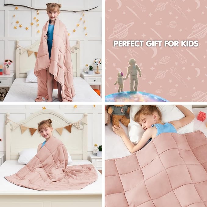 yescool Pink Weighted Blanket 7 Pounds Cooling Weighted Lap Blanket, Heavy Blanket for Sleeping, Weighted Throw Blanket Gifts for 60-80lbs, 40"x60"