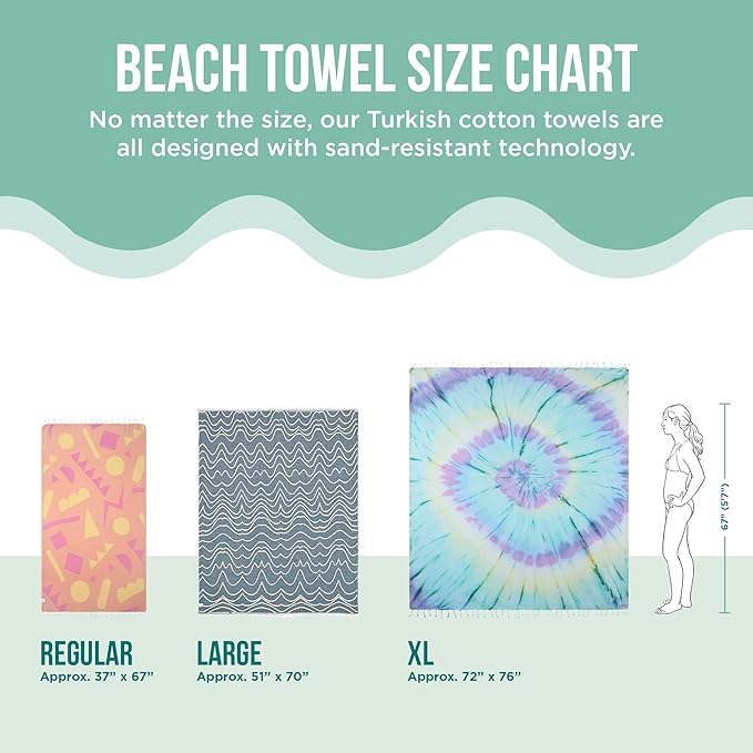 Sand Cloud Turkish Beach Towel - Sand Proof - 100% Certified Organic Turkish Towel - Quick Dry Towel for Beach, Picnic, Blanket or Bath Towel - As Seen on Shark Tank - Gocek (Sage Green) (Pack of 2)