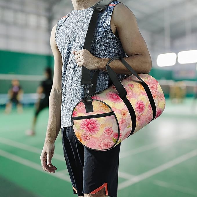 Durable Travel Gym Sports Bag Petal Roses Blush Pink Workout Lightweight Foldable Overnight Bag Training Workout Bags