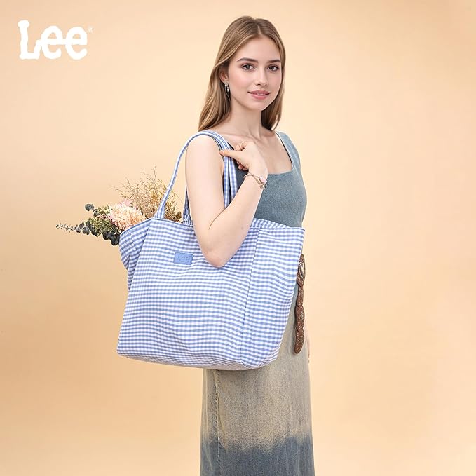 Montana West x Lee Extra Large Soft Cotton Tote Bag for Women Thick Lightweight Shoulder Bag Reusable Grocery Bag