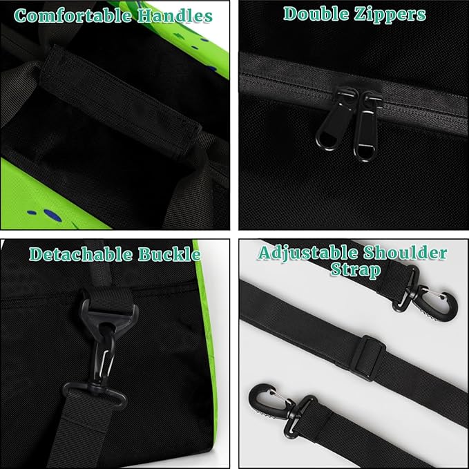 Custom Name Graffiti Soccer Green Boys Gym Travel Duffle Bag， Personalized Sports Bag for Overnight, Weekender, Carry On，18.9 * 8.7 * 10.6 in