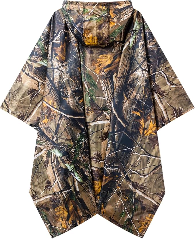 Hooded Rain Poncho for Adults - Waterproof Rain Coat and Lightweight Jacket 3-in-1 Multi-Function with Pockets