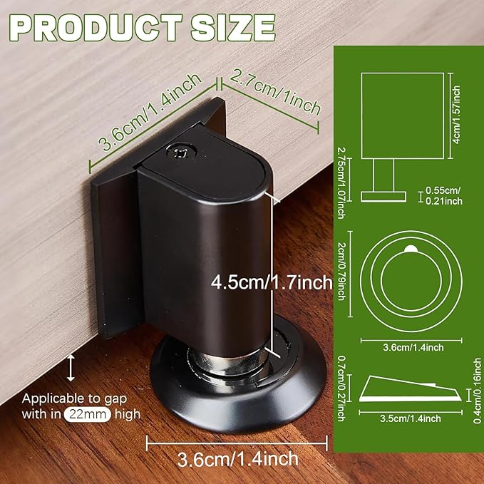 2026 New Door Wedge Stopper, Upgraded Magnetic Doors Stoppers for Bottom of Door, No Drill Invisible Doorstops for Inside Door, Heavy Duty Invisible Door Stop for Both Wall Floor Mounting(1 Pcs Black)