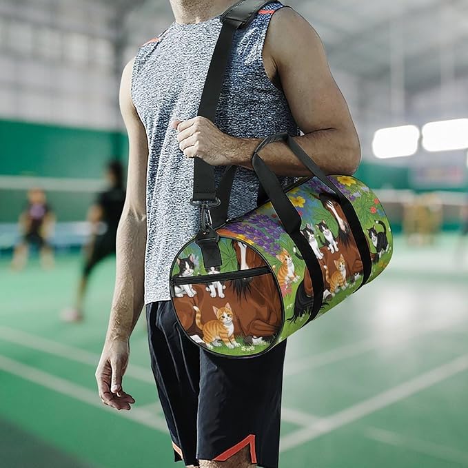 Workout Lightweight Duffel Bags Flowers Horse Cat Durable Travel Gym Sports Bag Carry On Weekender Overnight Bag