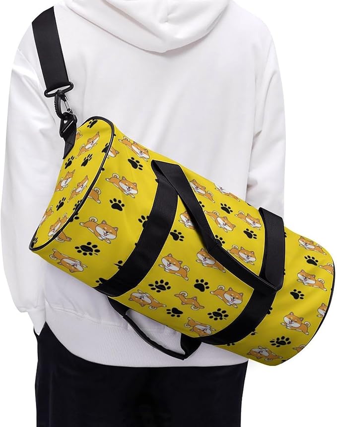 Gym Sports Travel Workout Bag Cute Shiba Inu Glasses Dog Dance Yoga Gymnastics Bag Basketball Football Weekender Bags for Men Women