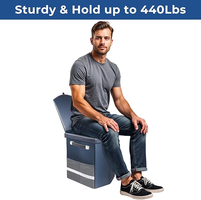 2026 Upgraded 16.5'' XL Portable Toilet for Adults,Tall Camping Toilet with Lid and Convenient Carry Bag, Portable Potty for Camping, Hiking, Car Travel,Truck, RV, Boating, Road Trips, Beach (Blue)