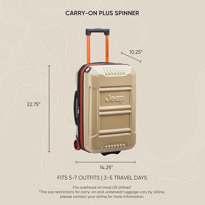 Jeep JH003B Hardside Expandable Luggage with Two Wheels, Warm Sand, Carry-On 21 Inch