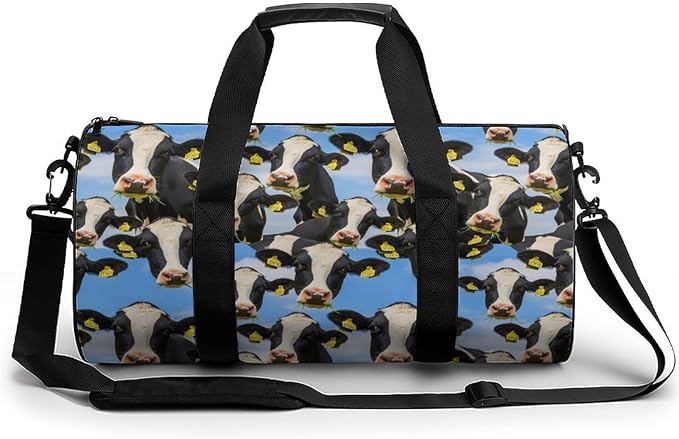 Gym Sports Travel Workout Bag Cow Cattle Dance Gymnastics Bag Lightweight Carry On Bags Foldable Overnight Bags