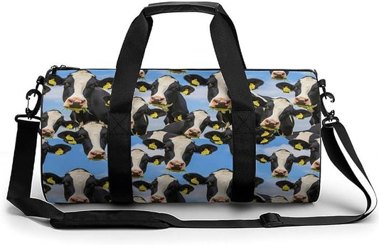 Gym Sports Travel Workout Bag Cow Cattle Dance Gymnastics Bag Lightweight Carry On Bags Foldable Overnight Bags