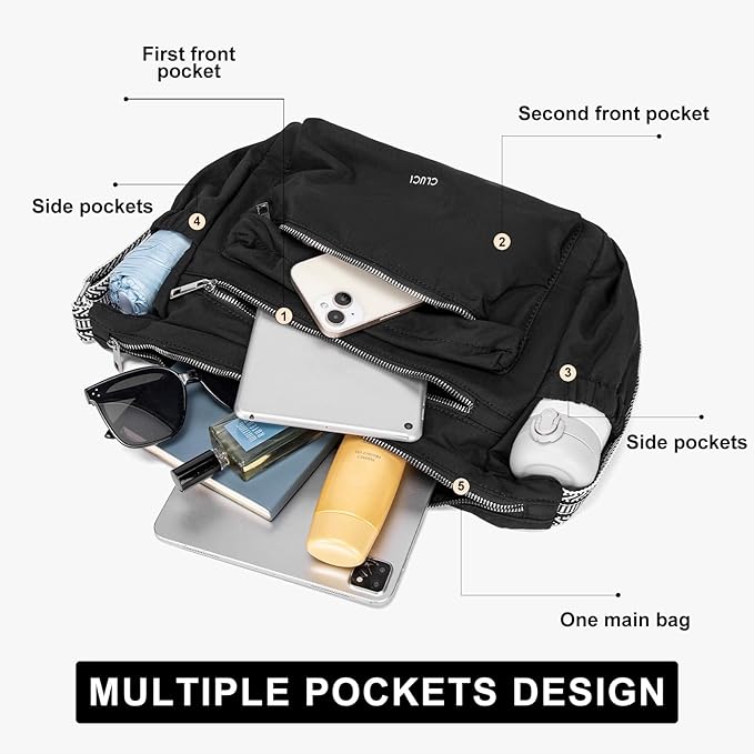 CLUCI Travel Purses for Women, Waterproof Nylon Crossbody Bags for Woman Trendy, Anti Theft Shoulder Handbags for Ladies