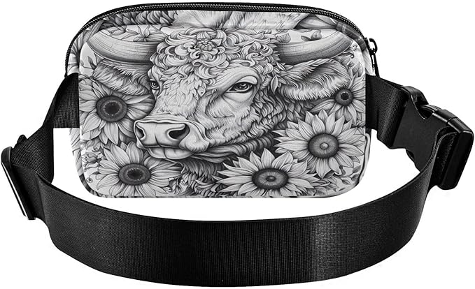Highland Cow Sunflowers Fanny Pack for Women Men Water Resistant Fashion Waist Packs with Adjustable Strap Belt Bag for Travel Workout Jogging Hiking 21219903