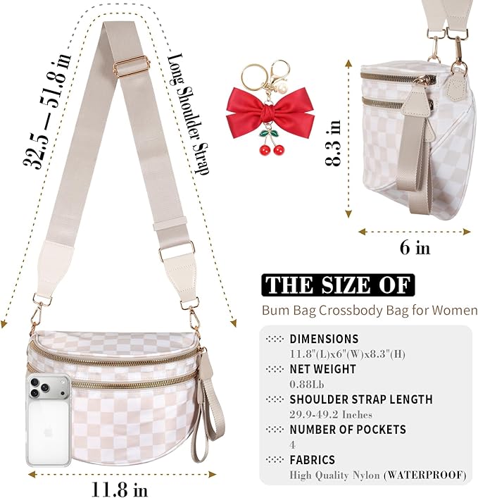 Bum Bag Crossbody Bag for Women | Spacious Bum Bags | Nylon Crossbody Fanny Packs | Purse Belt Purse for Travel Running, Fashion Holiday Gifts