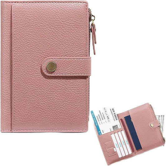 Slim RFID Blocking Passport Holder Wallet,PU Leather Travel Card Organizer,Lightweight Passport Case for Women Men (Pink)