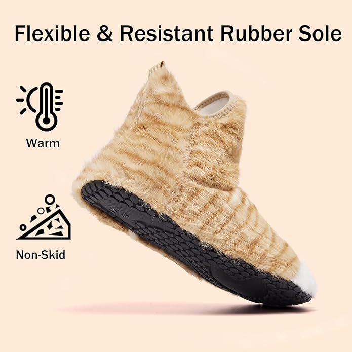 UUBARIS Bootie Slippers for Women Men Furry Warm House Sock Shoes For Indoor Outdoor Travel