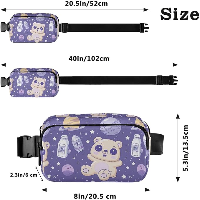 Kawaii Teddy Bear Universe Fanny Pack for Women Men Water Resistant Fashion Waist Packs with Adjustable Strap Belt Bag for Travel Workout Jogging Hiking 21219110