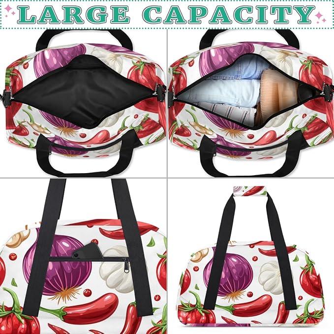 Chili Onion Tomato Kids-Duffel-Bags Gymnastics Dance Bag Carry-On Overnight Travel Gym Lightweight Dance Sports Bags For Girls Boys Kids，