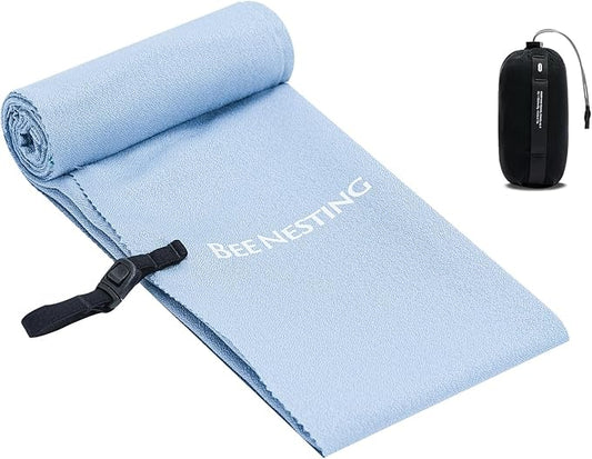 Bee Nesting Ultralight Quick Dry Towels for Backpacking, Microfiber Towel Tavel Accessories for Hiking, Beach, Gym, Swimming, Pocket Sweat Towels(XL Bule