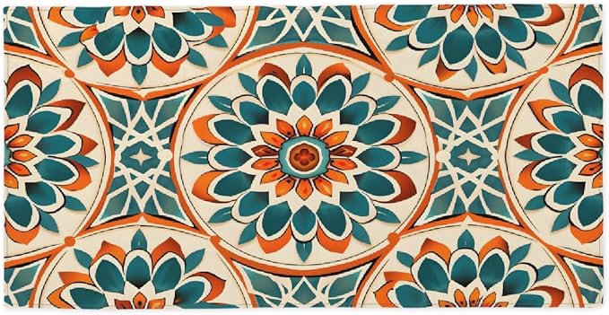 Ethnic Style Mandala Floral Beach Towel, Large Microfiber Quick Dry Lightweight Pool Bath Towels Sand Free Beach Blanket for Summer Cruise Yoga Camping Travel Vacation Essentials 31 x 61 in