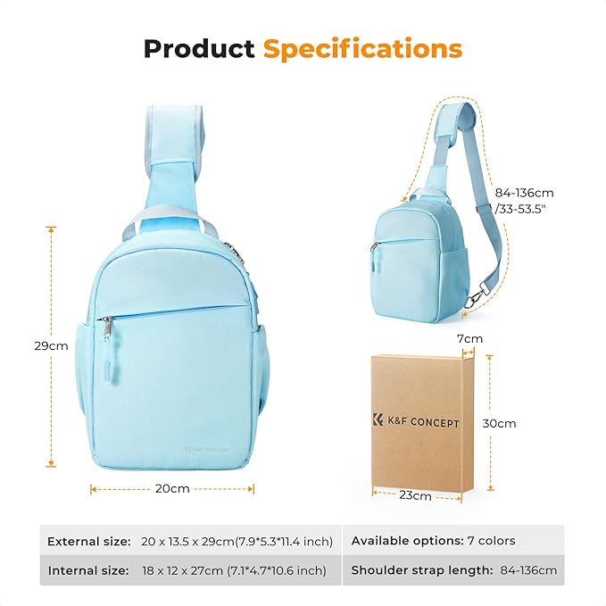 K&F CONCEPT Small Camera Bag for Photographer, Camera Sling Crossbody bag for DSLR/SLR/Mirrorless Camera, Compact Camera Case for Men and Women, Blue
