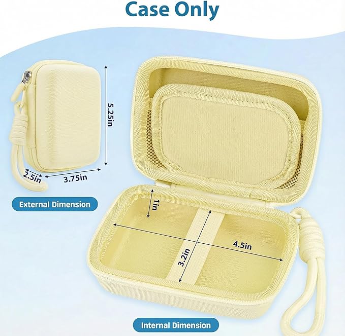 Digital Camera Case for CAMKORY/KODAK PIXPRO FZ45/FZ55/Canon IXUS 285 HS/AbergBest/Sony DSCW800/DSCW830 - Small Travel Compact Camera Holder with Mesh Pocket for SD Card & Accessories (Pale Yellow)