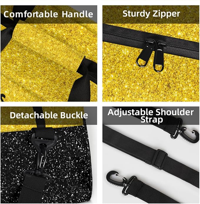 Personalized Gold Glitter Cheer Bag for Cheerleaders, Custom Sport Gym Bag Dance Bag Travel Duffle Bag Cheerleading Gifts for Women