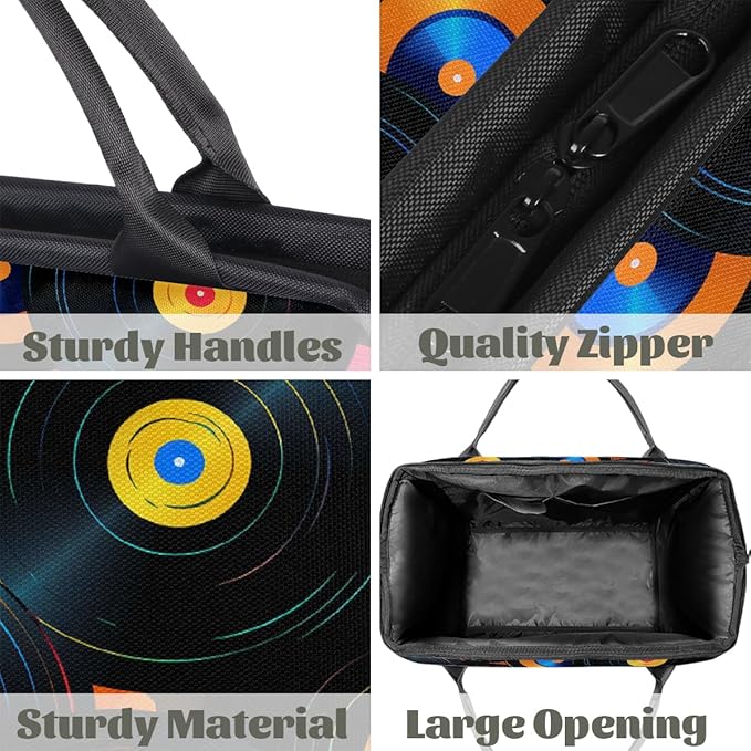 Overnight Weekender Bags for Women Men, Retro Cds Vintage Musical Waterproof Travel Carry On Duffel Bag, Lightweight Sports Gym Bag for Fitness, Workout, Travel