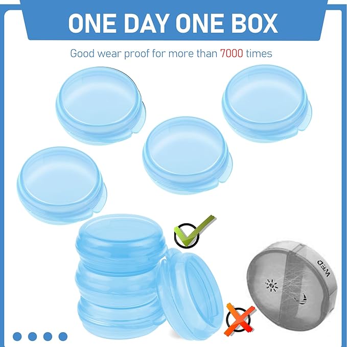 4 Pcs Mini Pill Organizer Small Pill Box Cute Portable Pill Case for Pocket Purse Travel Storage Containers Earplug Case Medicine Dispenser Vitamin Holder (4 Blue)