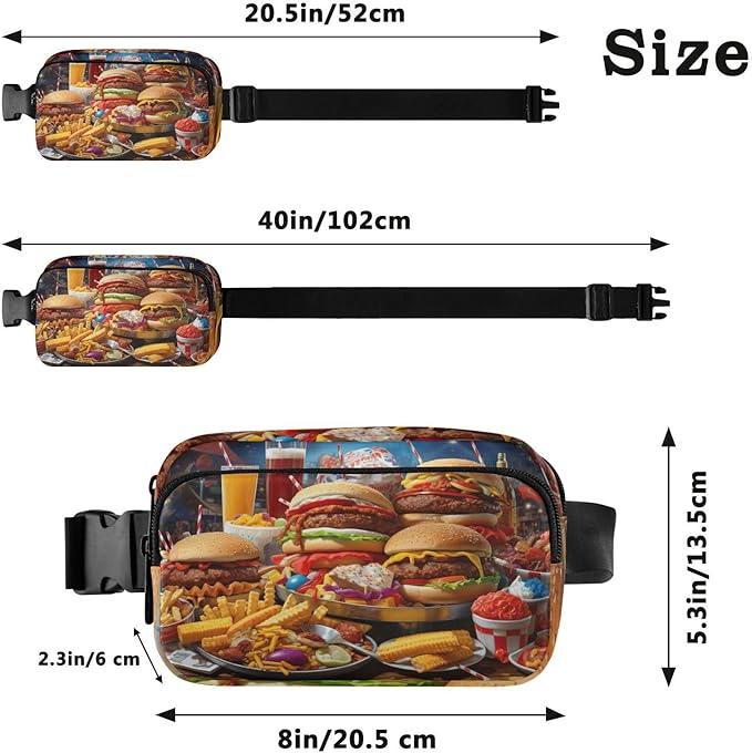 Hamburger Fries Juice Fanny Pack for Women Men Water Resistant Fashion Waist Packs with Adjustable Strap Belt Bag for Travel Workout Jogging Hiking 21219762
