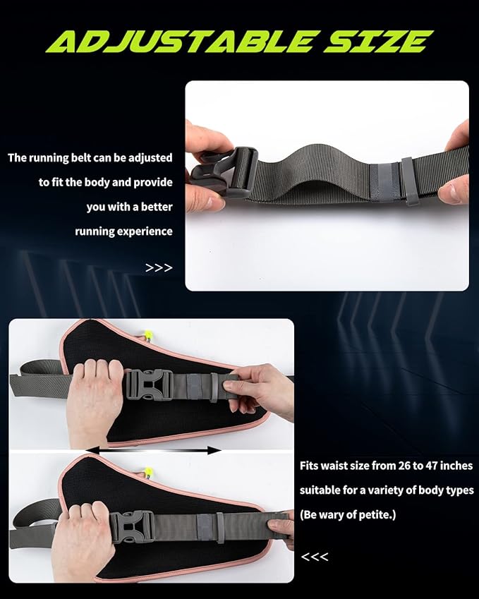 Running Belt, Waterproof Hydration Belt with Water Bottle Holder Hiking Walking Waist Pack Reflective Adjustable Fanny Pack Compatible for Phone Waistband Outdoor