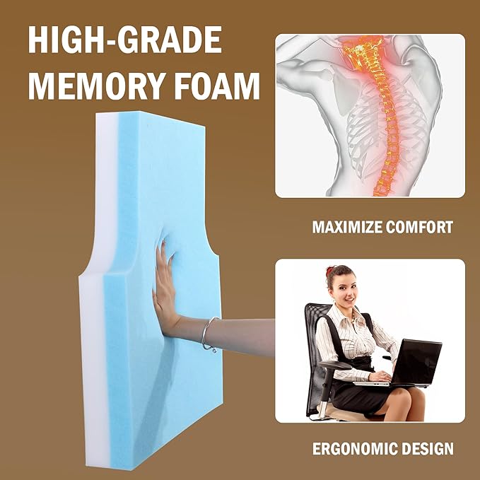 HOMBYS Sherpa Fleece Lumbar Support Pillow with Headrest for Recliner,Memory Foam Chair Cushion for Back Pain,Big High Back Support for Recliner with Chair Headrest for Elderly (Black)