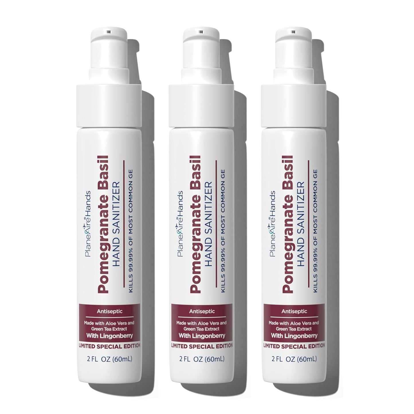 Pomegranate Basil Lotion Hand Sanitizer | Travel Size | Moisturizing Hand Lotion | Made with Aloe Vera & Essential Oils | Rich in Vitamin E | Cleanse & Moisturize | Scented Hand Sanitizer | 3-Pack