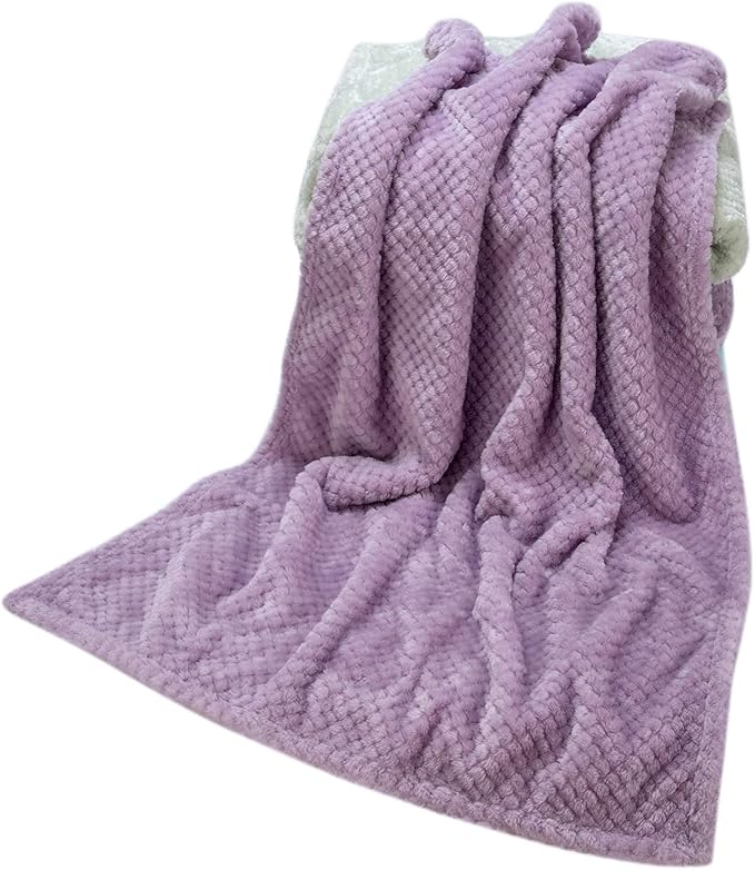 Fuzzy Throw Blanket, Plush Fleece Blankets for Adults, Toddler, Boys and Girls, Warm Soft Blankets and Throws for Bed, Couch, Sofa, Travel and Outdoor, Camping (Throw(50"x70"), L-Lavender)