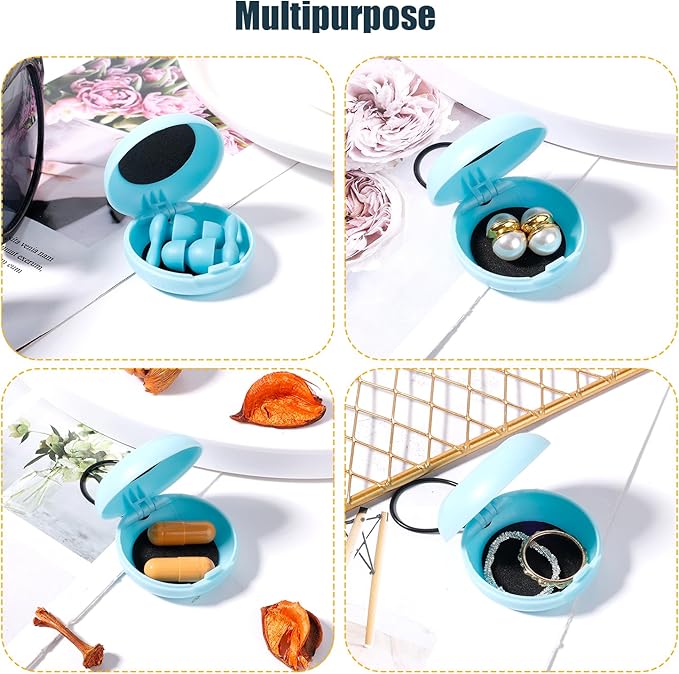 Earplug Case, Portable Mini Ear Plug Holder, Small Premium Carrying Case for Travel, Business Trip, Outdoor Activities, Keychain, Storing Earplugs, Trinkets, Pills (Round)