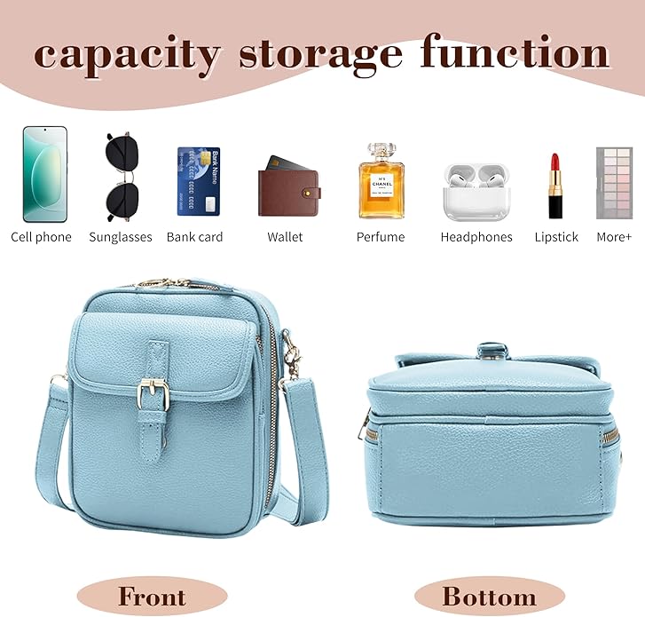 Leather Crossbody Bags for Women Travel Small Crossbody Purse Anti Theft Waterproof Bum Bag with Built in Wallet