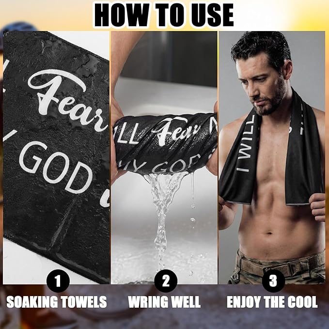 Moukeren 12 Pcs Christian Gifts for Men Bulk Bible Verse Cooling Towels Inspirational Sports Sweat Rag for Gym Yoga Running Religious Towels for First Communion Baptism Party Favors