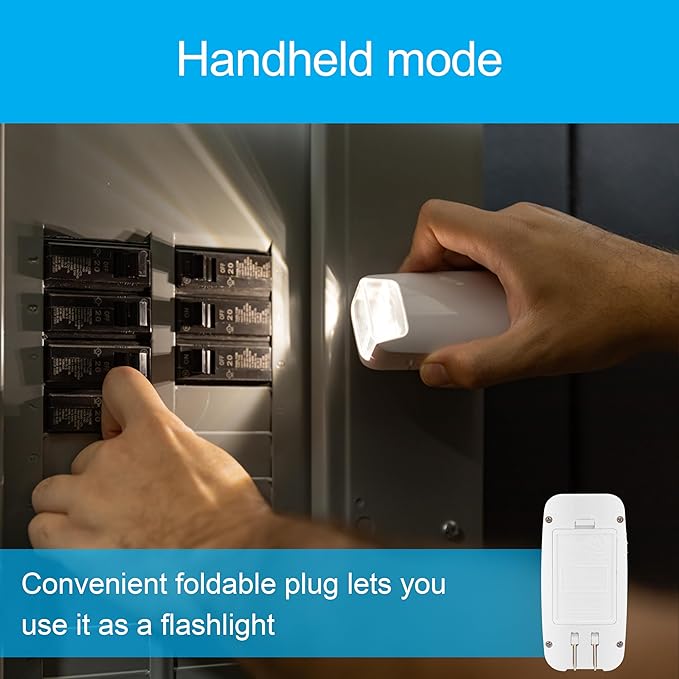 GE 4-in-1 Power Outage Plug in Night Light LED Flashlight for Dorm Room, Apartment Essentials, Battery Operated Lights Emergency Supplies, Dusk to Dawn Sensor Nightlight, 2 Pack, White 49578