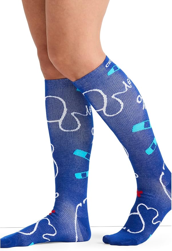Cherokee Women's 10-15mmHg Compression Socks – Fun Print Knee Highs with Light Support, Soft Feel - PRINTSUPPORT