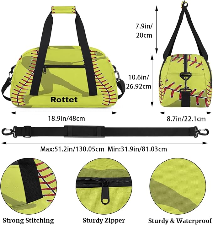 Personalized Name Sports Bag for Kids Boys, Custom Gym Duffel Fitness Travel Weekender Tote Carry-On Training Perform Bag,Sport Baseball