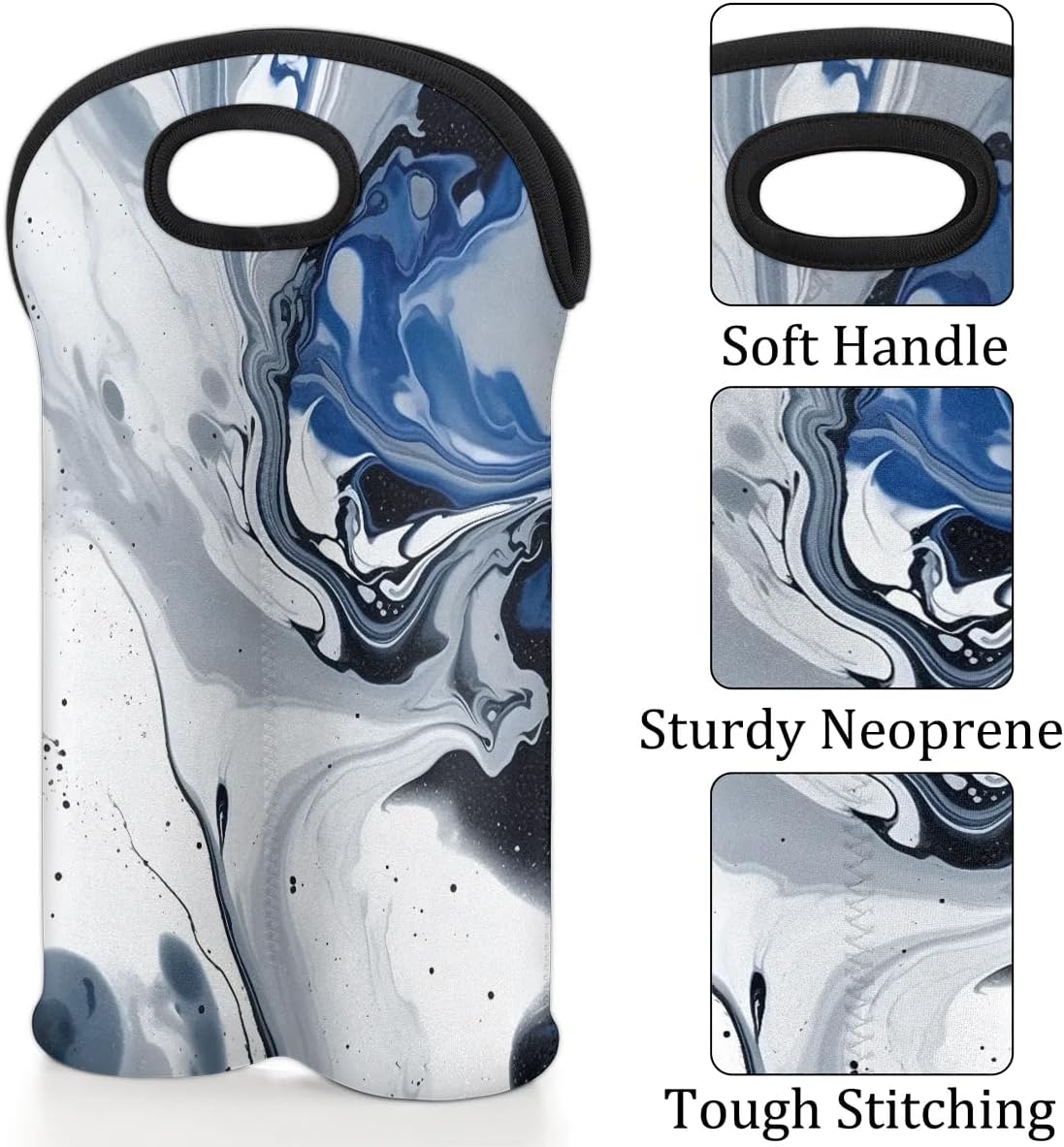 Wine Carrier Tote Personalized Bag for 2 Bottles - Neoprene Wine Bottle Holder with Carry Handle, Wine Protective Bag Insulated Bag Beer Cans Water Bottle Holder for Travel Picnic,Style2