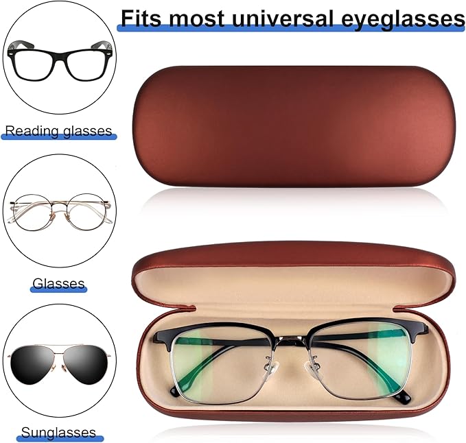 Joyberg Glasses Case, 2 Pack Eyeglass Case with Cleaning Cloth, Glasses Case Hard Shell Fits Most Glasses