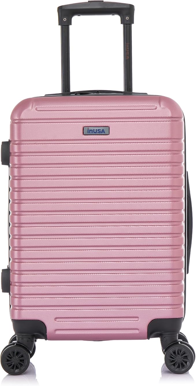 InUSA DEEP Luggage with GEL Handle | Spacious Traveling Suitcases, Travel Suitcase with Dual Spinner Wheels and Studs | 20 Inch Carry On Hardside Luggage | Rose Gold