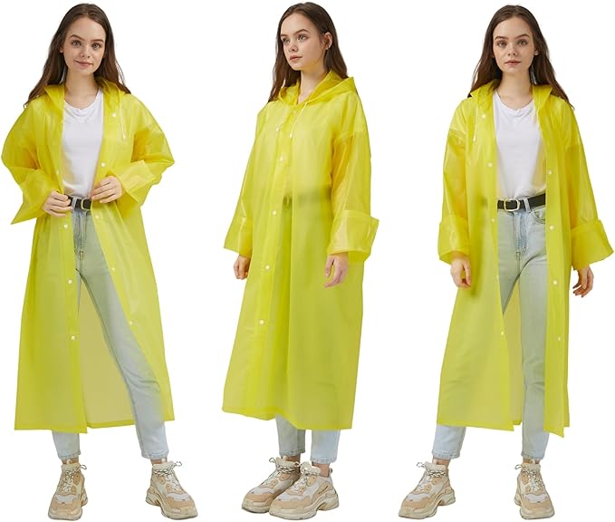 Rain Ponchos Raincoats for Adults Women, Reusable Rain Jacket Coats with Hood for Family Disney Park Travel 2 Pack