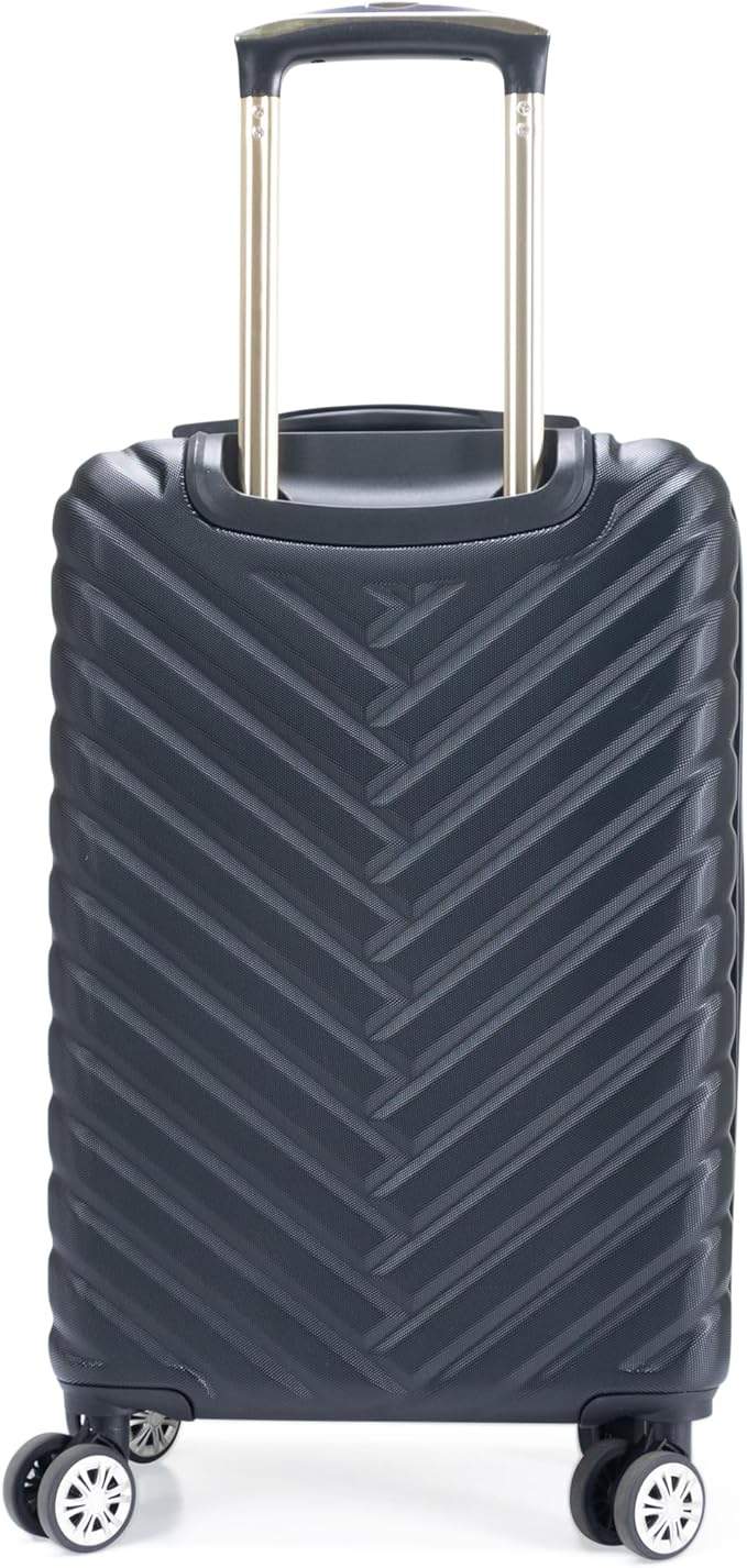 Kenneth Cole REACTION Madison Square Lightweight Hardside Chevron Expandable Spinner Luggage, Black, 2-Piece Set (20" & 28")