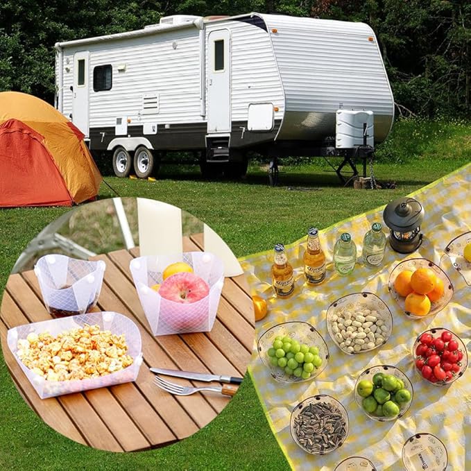 Collapsible Bowl Set of 4,Portable Camping Tableware,Snapfold Plastic Bowls,Food Grade Material Free Folding Bowl for Outdoor Camping Hiking Family Picnic Gatherings Business.