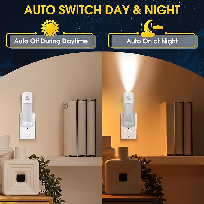 Enhon 3 Pack 4 in 1 Emergency Lights for Home Power Failure, Rechargeable LED Flashlight Plug in Wall, Automatic Turn On Power Outage Night Light with Motion Sensor for Hurricane Preparedness Items