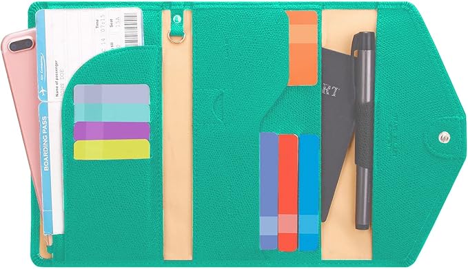 ZOPPEN Mulit-purpose Rfid Blocking Passport Holder Travel Wallet (Ver.4) Passport and Vaccine Card Holder ComboTri-fold Document Organizer Travel Essentials