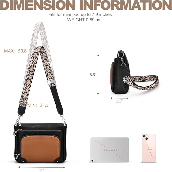 Anti-Theft Crossbody Purse for Women, Crossbody Shoulder Bag with Built-in Wallet & RFID Blocking for Travel Workout