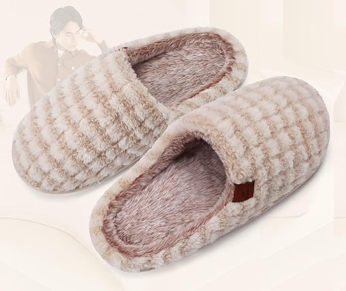 COFACE Mens Cozy Memory Foam Scuff Slippers Casual Slip On Warm House Shoes Indoor/Outdoor Sandal Slippers With Arch Support Rubber Sole Size 7-15